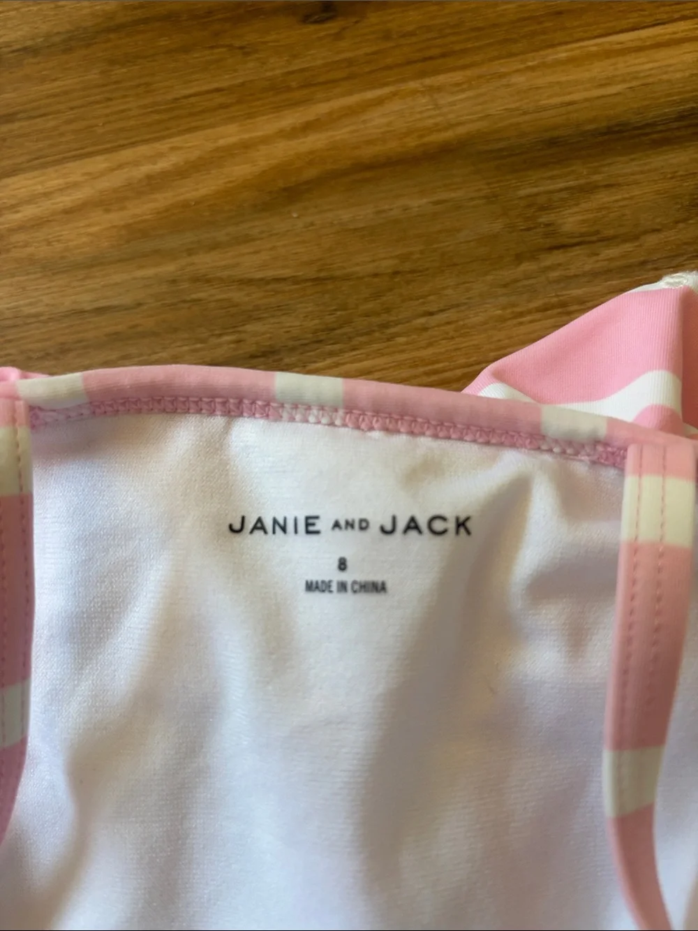 Janie and Jack Pink and White Striped Ruffle One-Piece Swimsuit